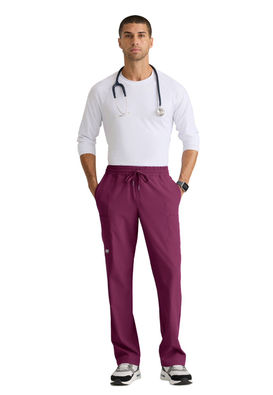 Five Pocket Drawcord Horizon Scrub Pant - SKP688 - Wine