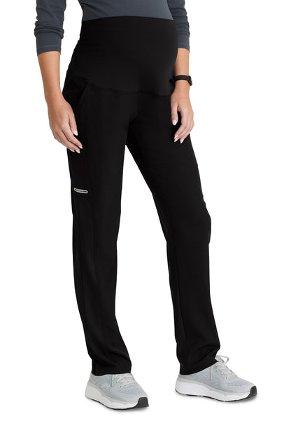 Women's Seven-Pocket Knit Waistband Nurture Maternity Scrub Pant - SKP705 - Black