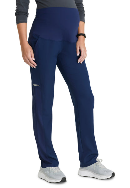 Women's Seven-Pocket Knit Waistband Nurture Maternity Scrub Pant - SKP705 - Navy