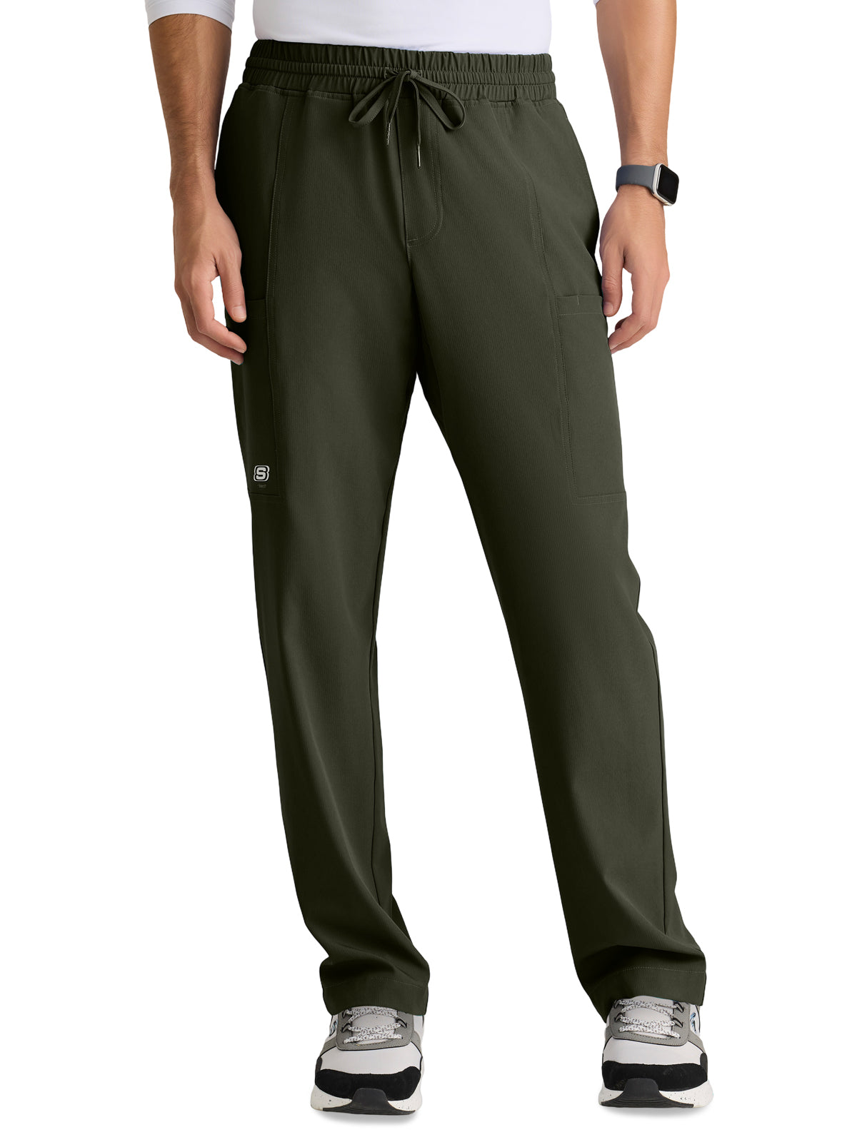 Men's Five-Pocket Elastic Waistband Compass Scrub Pant - SKP718 - Olive