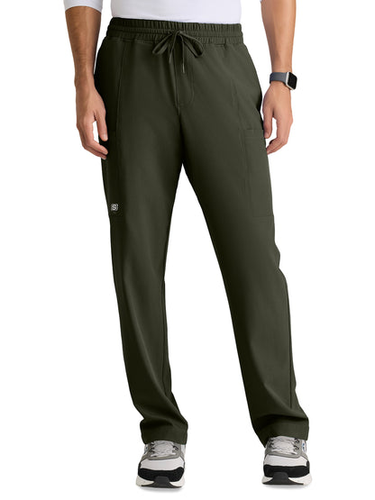Men's Five-Pocket Elastic Waistband Compass Scrub Pant - SKP718 - Olive