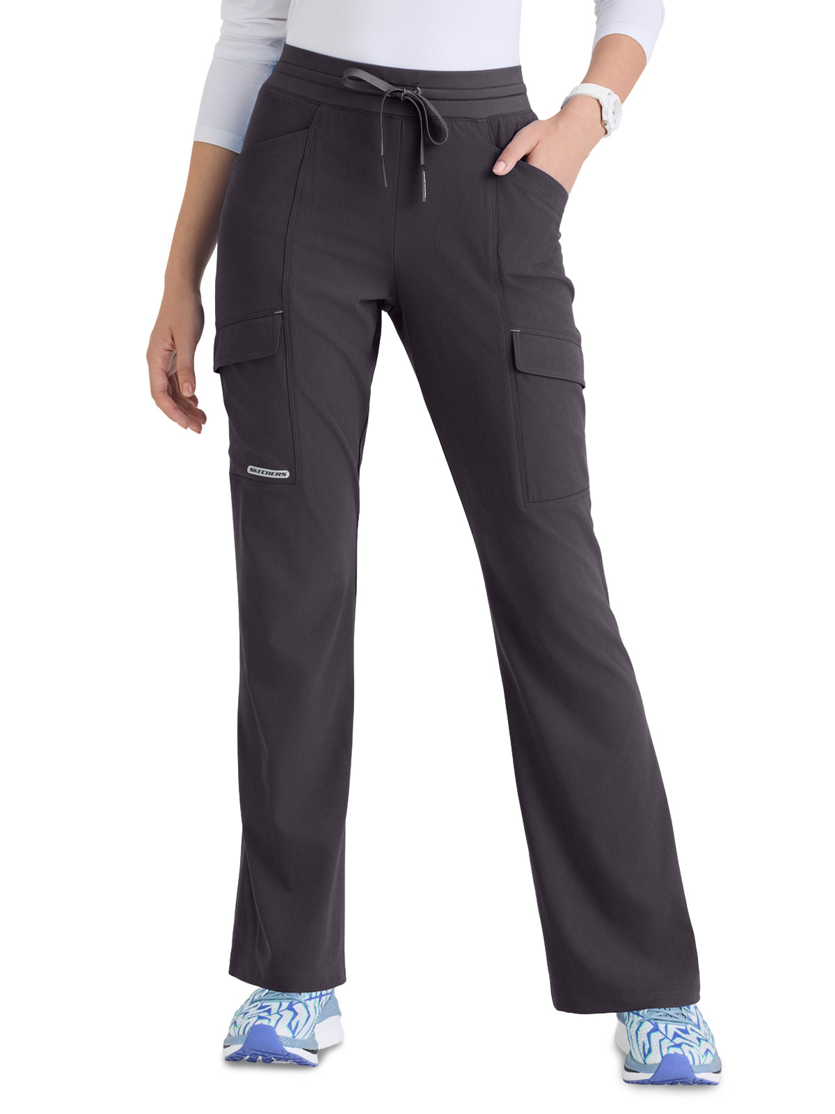 Women's Five Pocket Drawstring Reward Scrub Pant - SKP733 - Pewter
