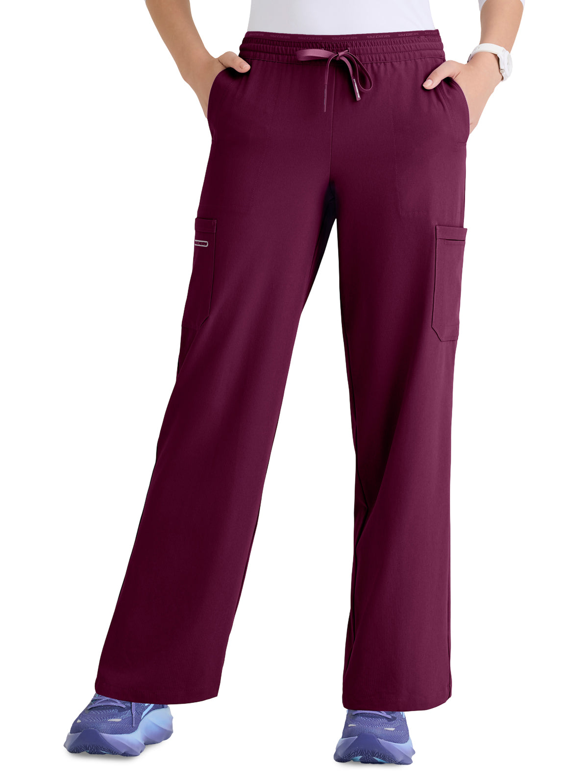 Women's Six Pocket Drawstring Honor Scrub Pant - SKP734 - Wine