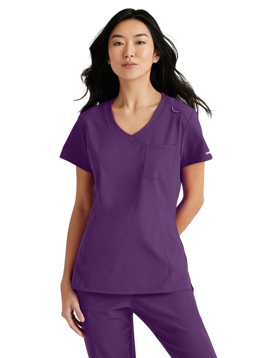 Women's High-Low Hem Tuck-In Top - SKT147 - Eggplant