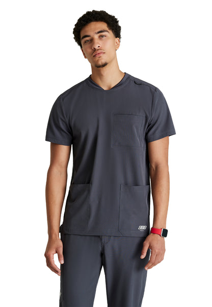 Men's Three-Pocket Round Neck Thesis Scrub Top - SKT193 - Pewter