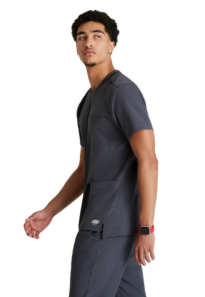 Men's Three-Pocket Round Neck Thesis Scrub Top - SKT193 - Pewter