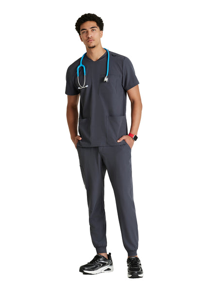 Men's Three-Pocket Round Neck Thesis Scrub Top - SKT193 - Pewter