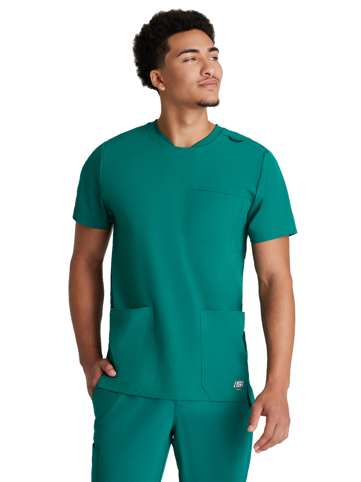 Men's Three-Pocket Round Neck Thesis Scrub Top - SKT193 - Hunter Green