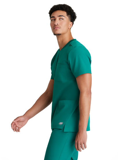 Men's Three-Pocket Round Neck Thesis Scrub Top - SKT193 - Hunter Green