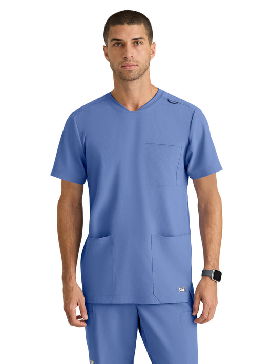 Men's Three-Pocket Round Neck Thesis Scrub Top - SKT193 - Ciel Blue