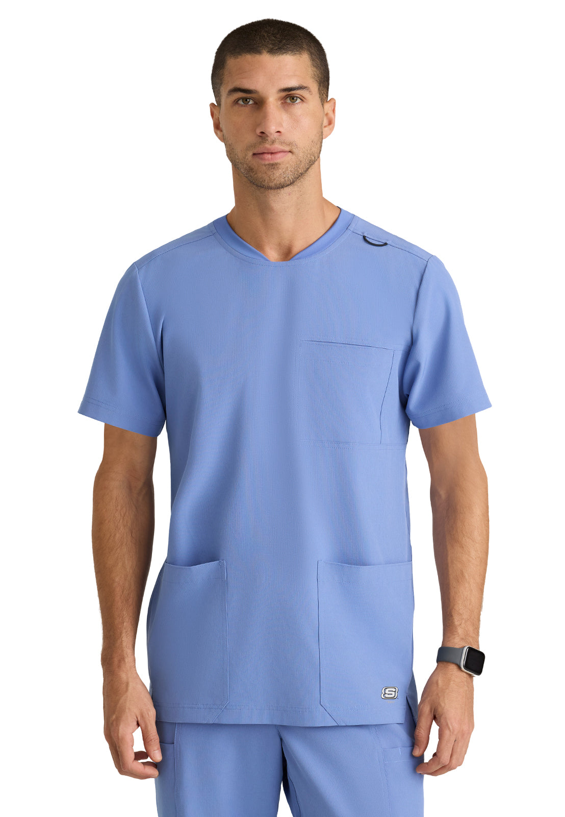 Men's Three-Pocket Round Neck Thesis Scrub Top - SKT193 - Ciel Blue