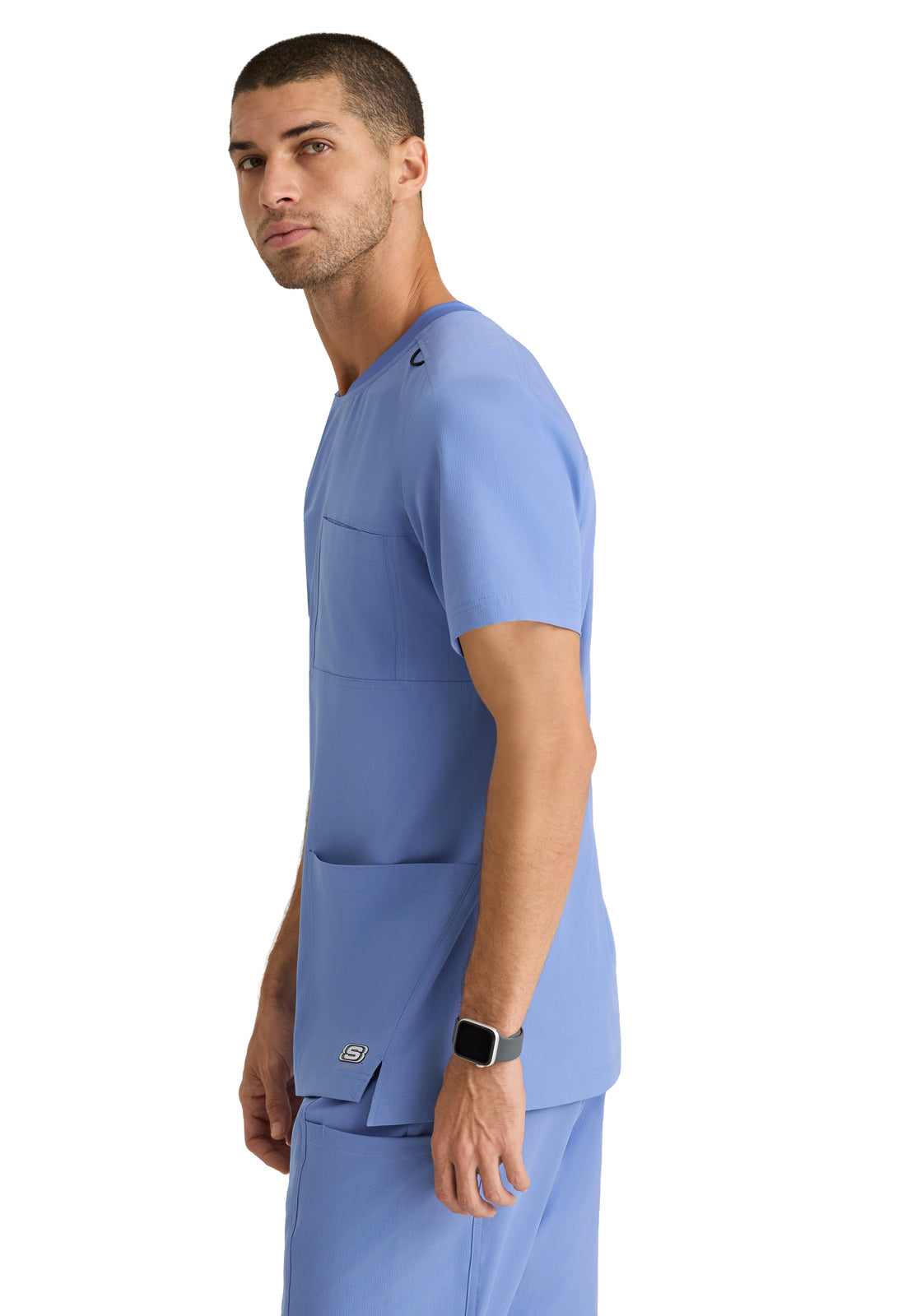 Men's Three-Pocket Round Neck Thesis Scrub Top - SKT193 - Ciel Blue