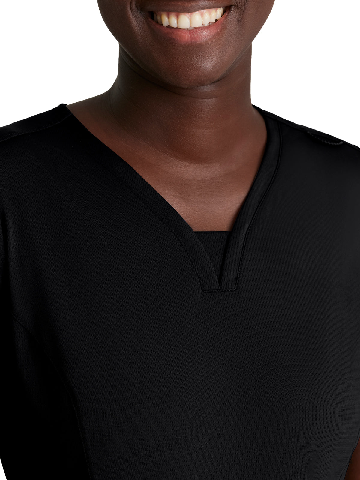 Women's 3 Pocket Gusset V-Neck Serene Scrub Top - SKT220 - Black