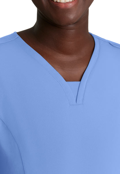 Women's 3 Pocket Gusset V-Neck Serene Scrub Top - SKT220 - Ciel Blue