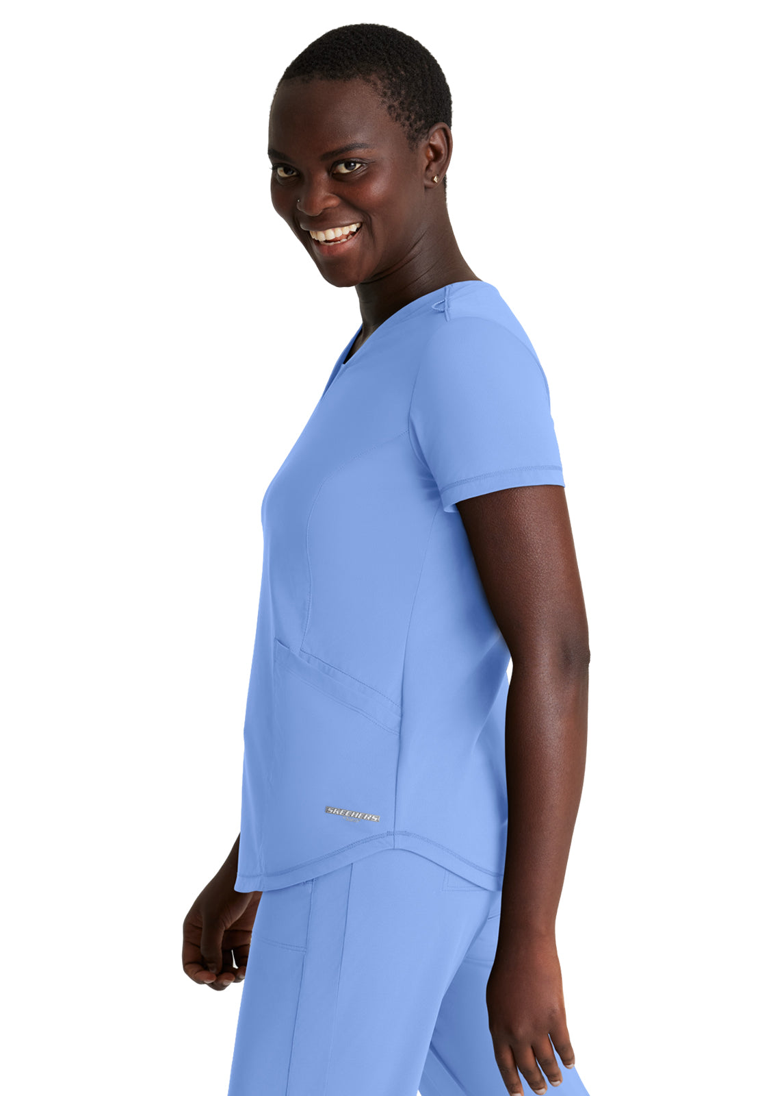 Women's 3 Pocket Gusset V-Neck Serene Scrub Top - SKT220 - Ciel Blue