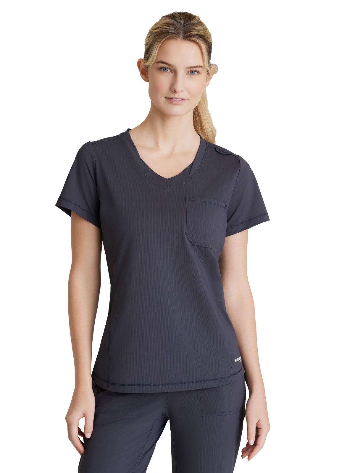 Women's 1 Pocket Tulip Hem Flow Scrub Top - SKT221 - Pewter