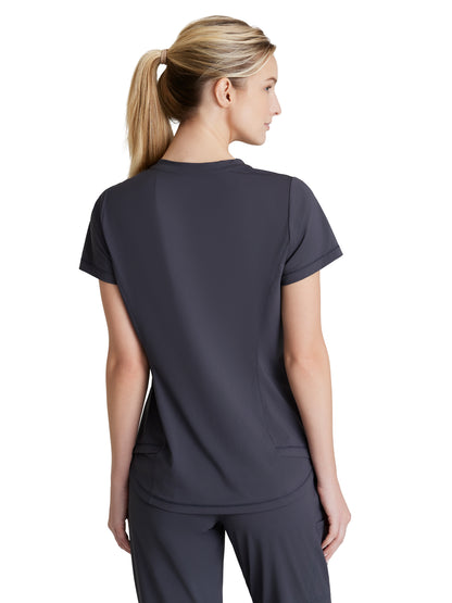 Women's 1 Pocket Tulip Hem Flow Scrub Top - SKT221 - Pewter