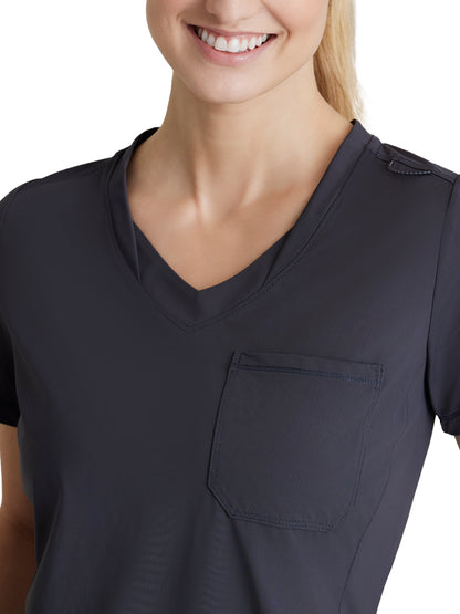 Women's 1 Pocket Tulip Hem Flow Scrub Top - SKT221 - Pewter