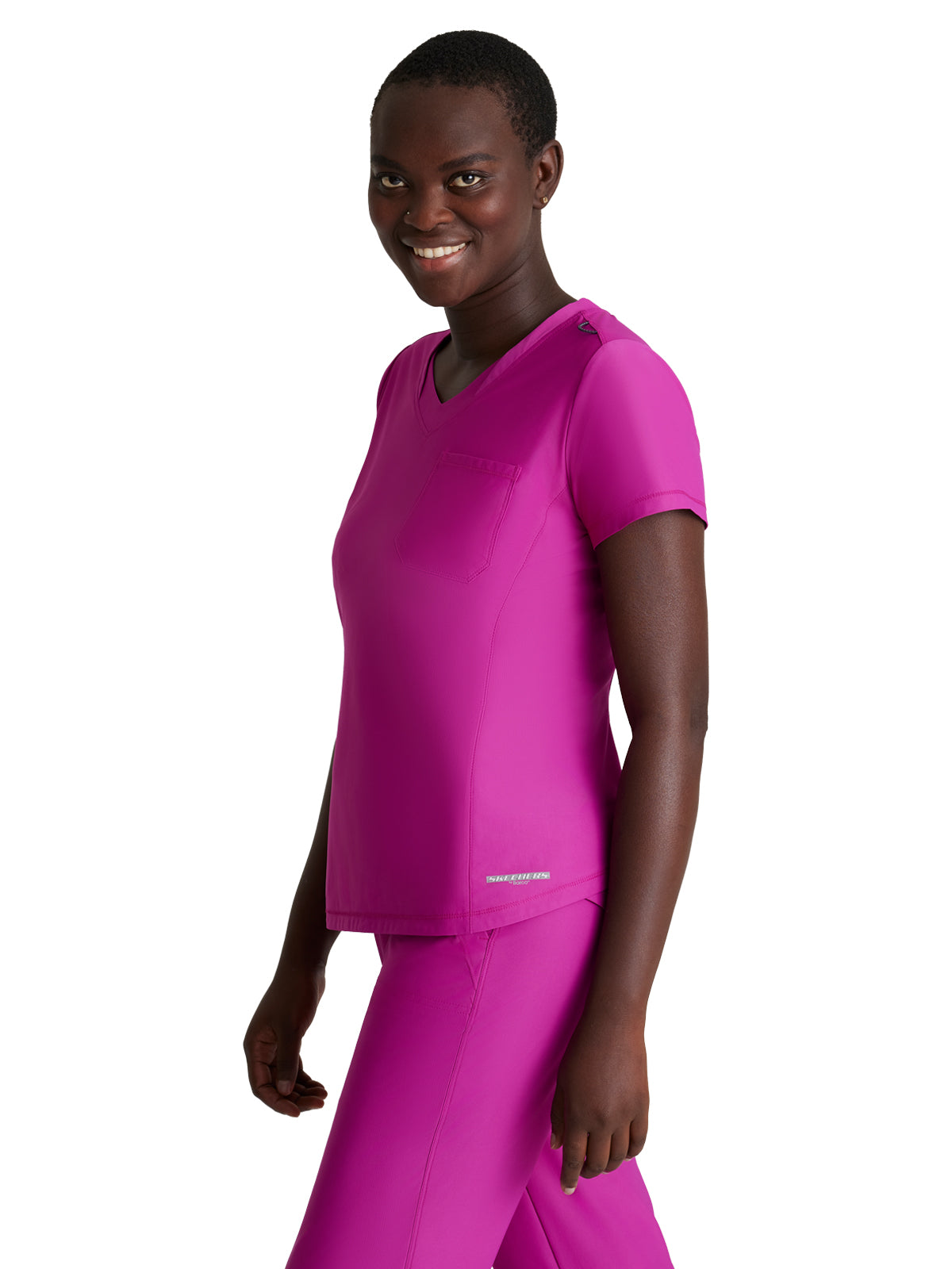 Women's 1 Pocket Tulip Hem Flow Scrub Top - SKT221 - Deep Magenta