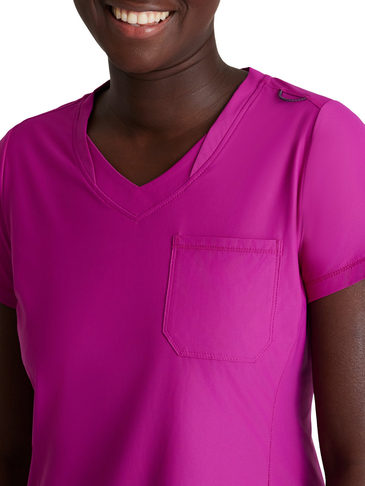 Women's 1 Pocket Tulip Hem Flow Scrub Top - SKT221 - Deep Magenta