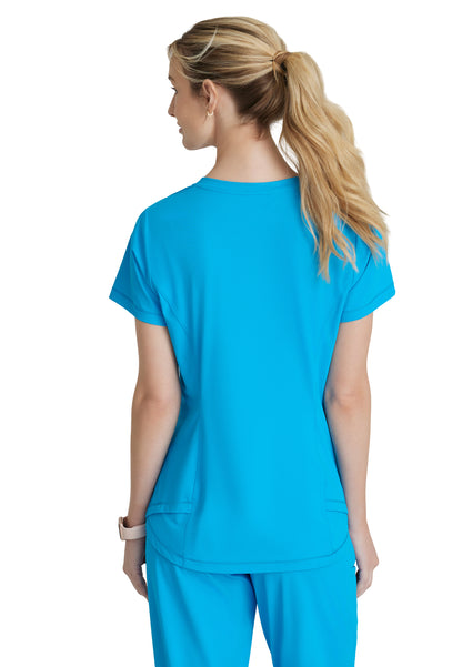 Women's 1 Pocket Tulip Hem Flow Top - SKT221 - Bold Azure