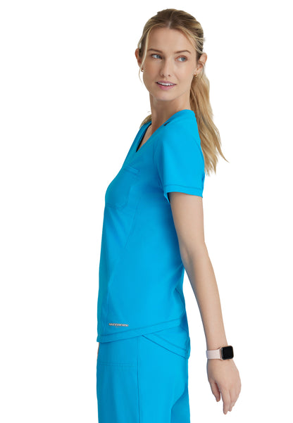 Women's 1 Pocket Tulip Hem Flow Top - SKT221 - Bold Azure