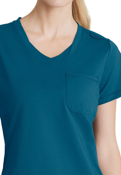 Women's 1 Pocket Tulip Hem Flow Top - SKT221 - Bahama