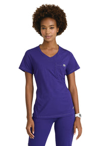 Women's One-Pocket Curved Neck Flow Scrub Top - SKT221 - Brilliance