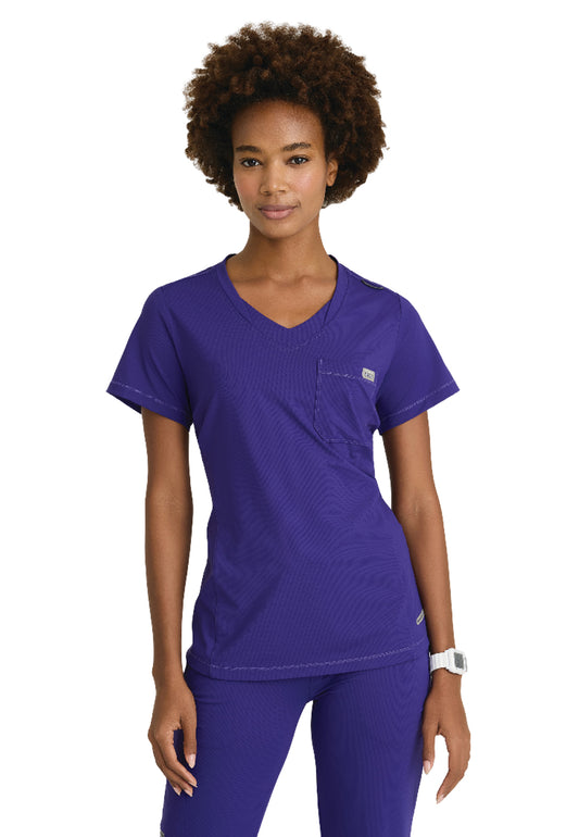 Women's 1 Pocket Tulip Hem Flow Top - SKT221 - Brilliance