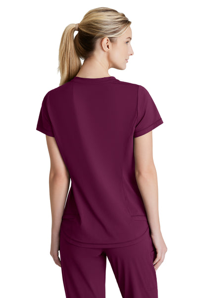 Women's 1 Pocket Tulip Hem Flow Top - SKT221 - Wine