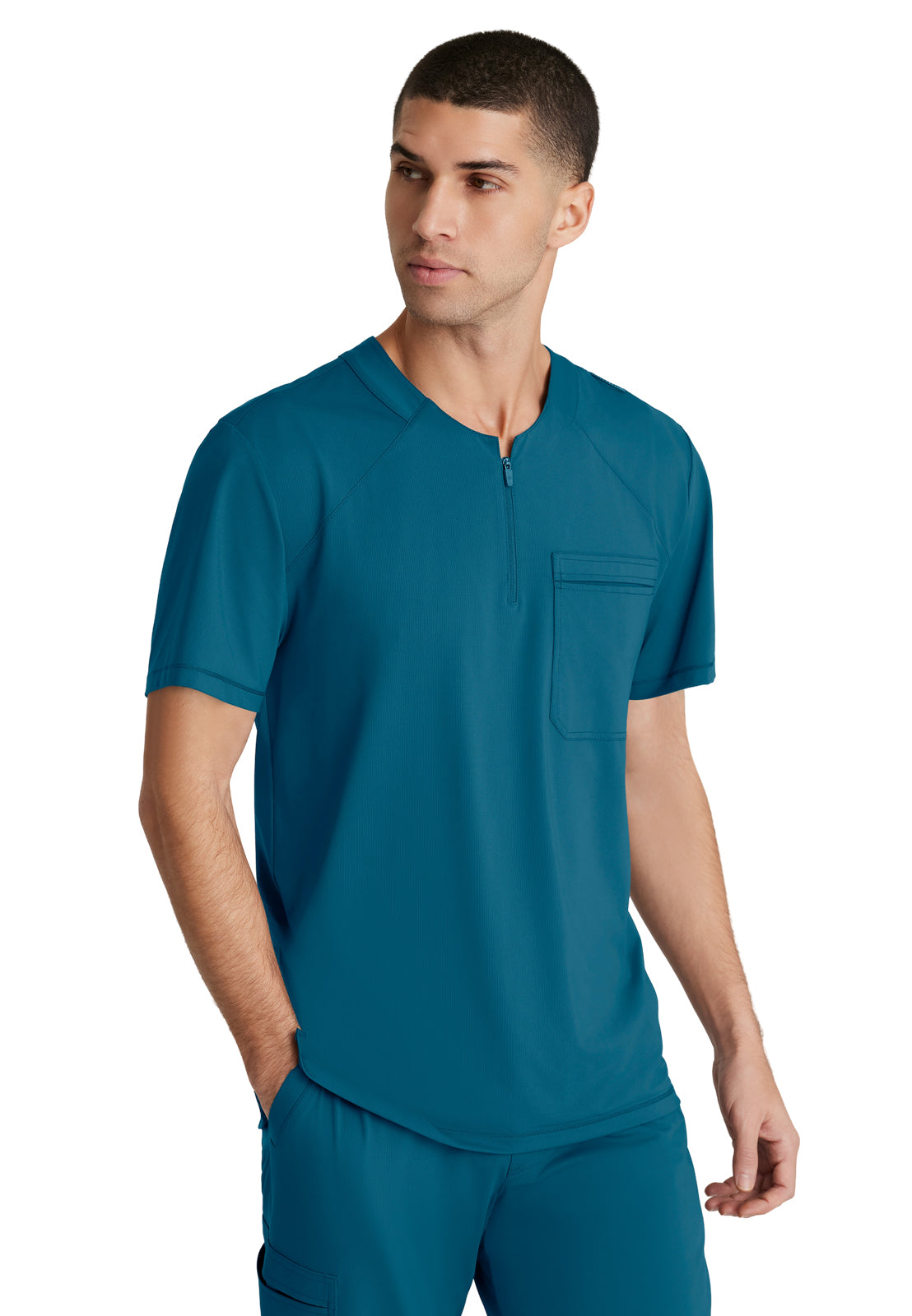 Men's Single Pocket Curved Neck Flex Top - SKT229 - Bahama