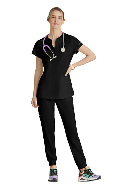 Two Pocket V-Neck Coast Scrub Top - SKT259 - Black