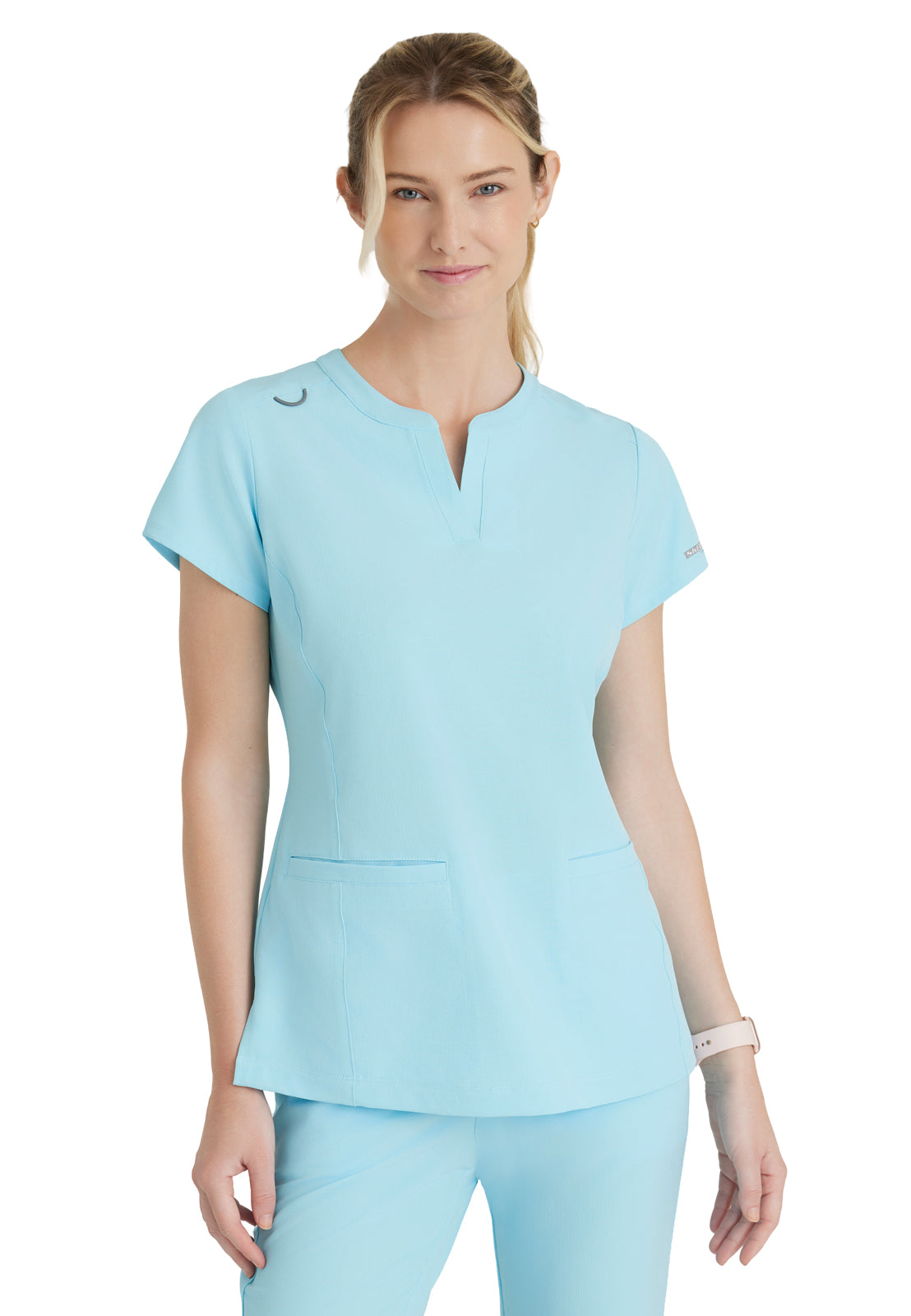 Two Pocket V-Neck Coast Scrub Top - SKT259 - Poolside Blue