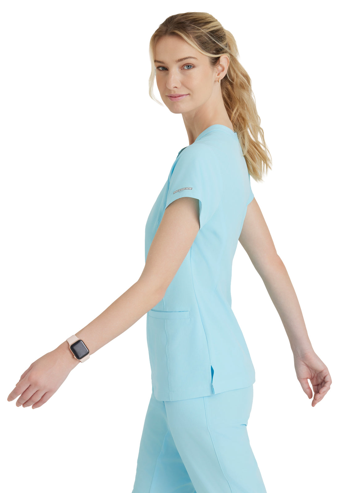 Two Pocket V-Neck Coast Scrub Top - SKT259 - Poolside Blue