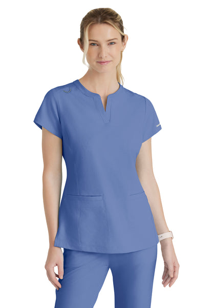 Women's Two Pocket V-Neck Coast Top - SKT259 - Ciel Blue