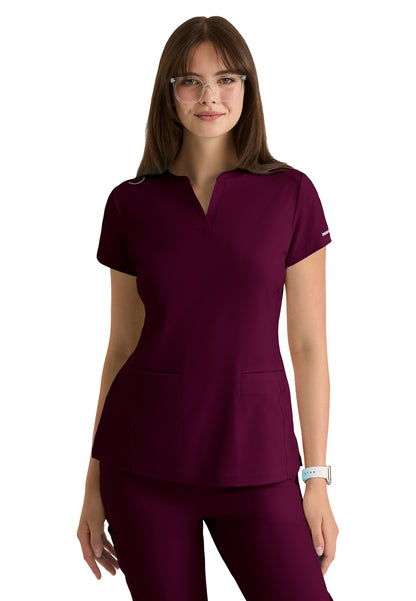 Women's Two Pocket V-Neck Coast Top - SKT259 - Wine