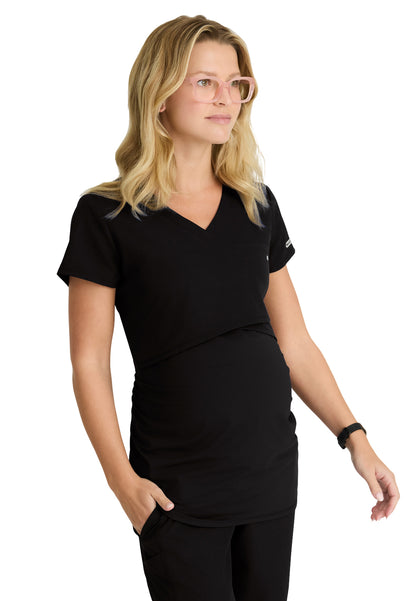 Women's One Pocket Bloom Classic Fit Scrub Top - SKT269 - Black