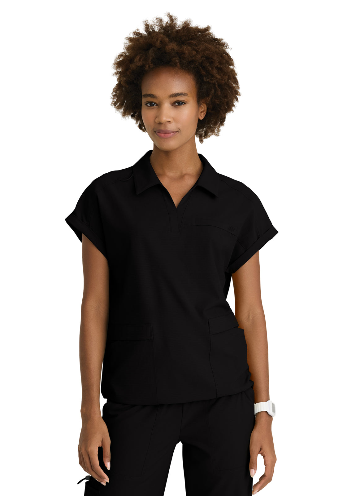 Women's Three-Pocket Charlie Scrub Top - SKT276 - Black