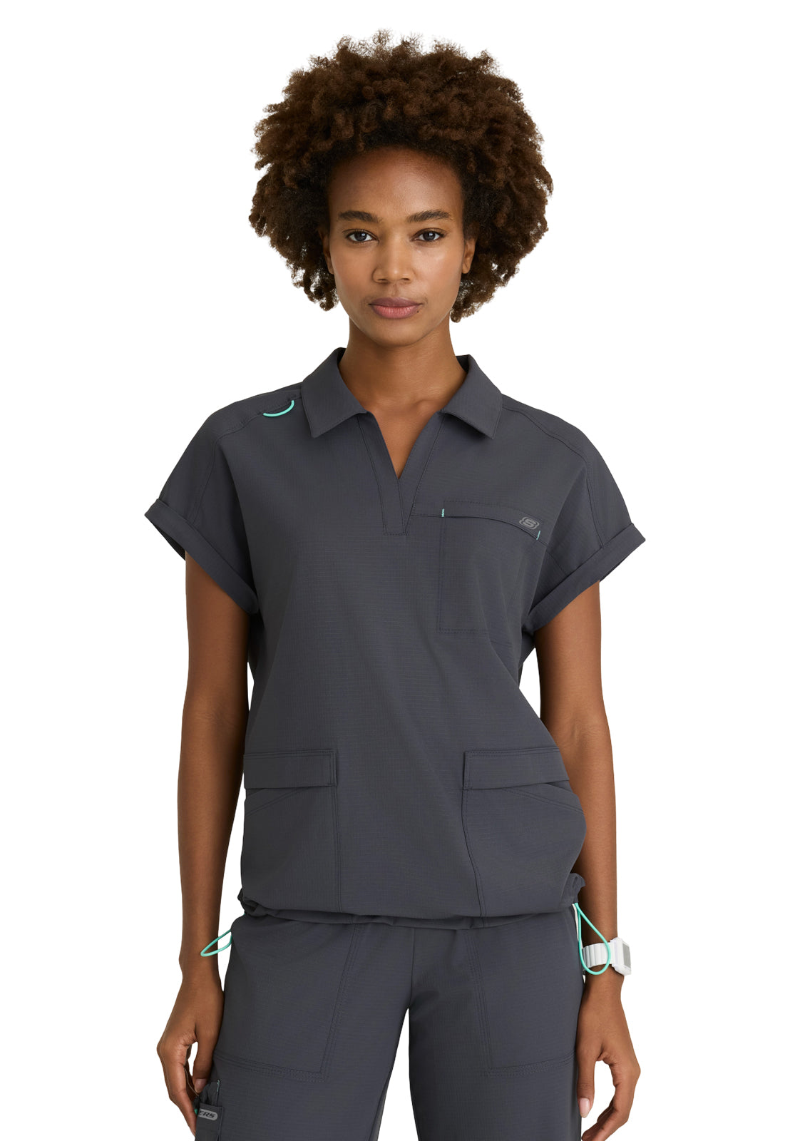 Women's Three-Pocket Charlie Scrub Top - SKT276 - Pewter