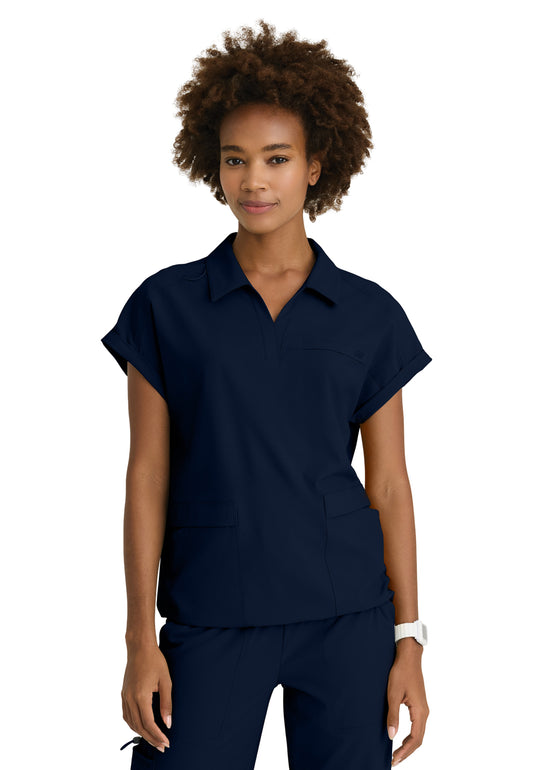 Women's Three Pocket Charlie Scrub Top - SKT276 - Navy