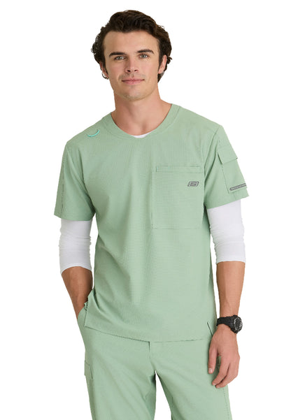 Men's Three-Pocket Round Neck Station Scrub Top - SKT277 - Field Green