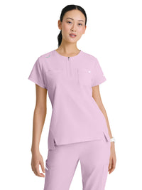 Women's Two-Pocket Round Neck Trek Scrub Top - SKT284 - Desert Rose