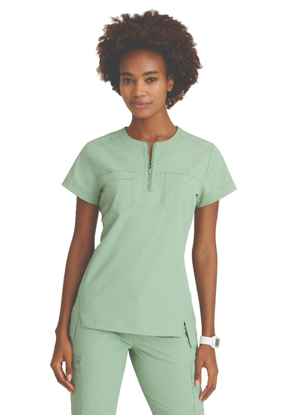 Women's Two-Pocket Round Neck Trek Scrub Top - SKT284 - Field Green