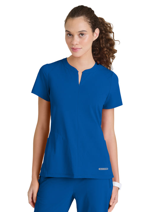Women's One Pocket Notch Glide Scrub Top - SKT304 - New Royal