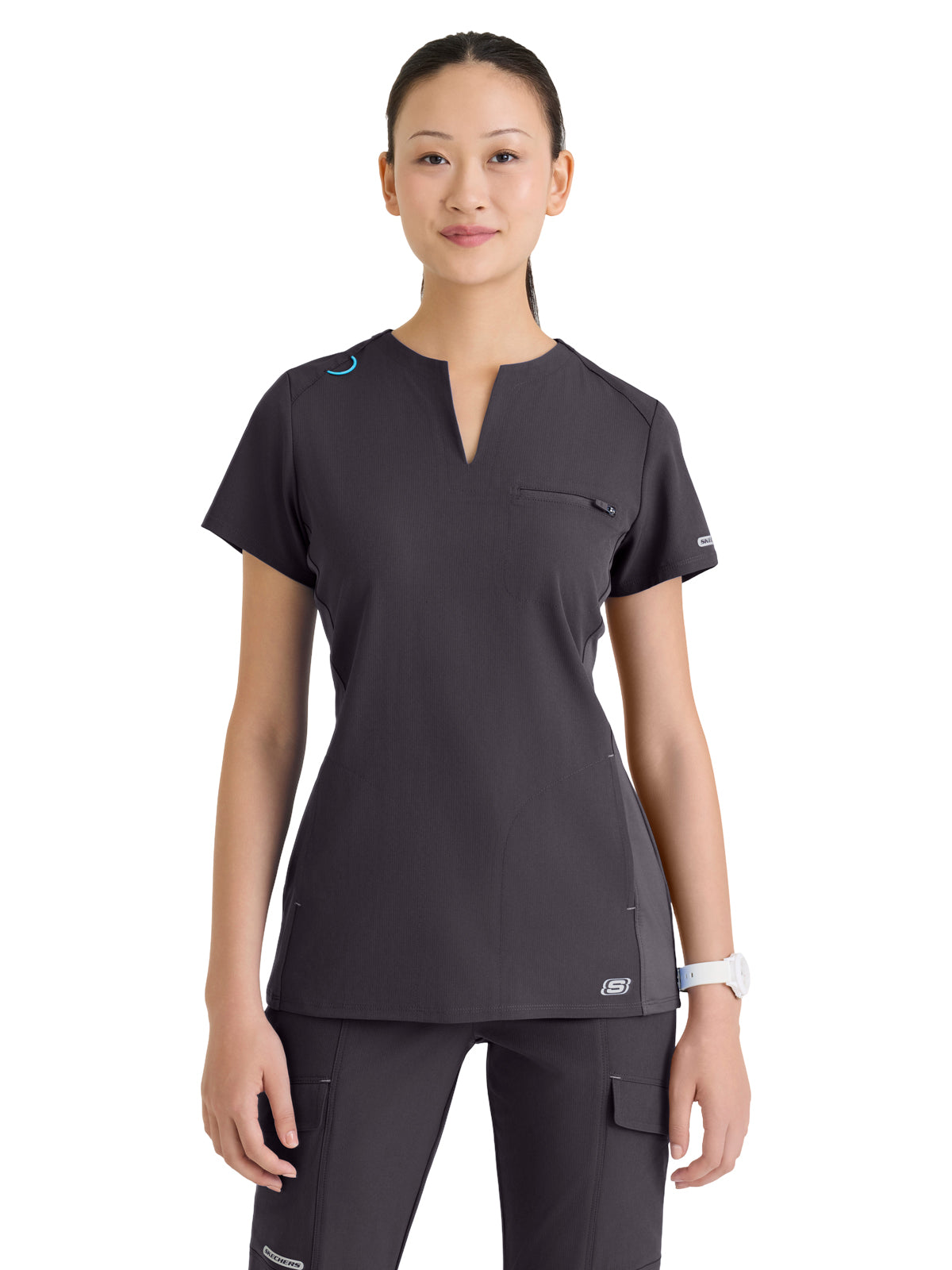 Women's Three Pocket V-Neck Reward Scrub Top - SKT312 - Pewter