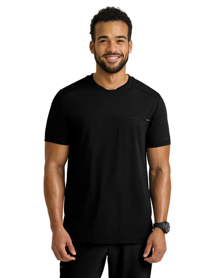 Men's Three-Pocket Rebound Round Neck Top - SKT325 - Black