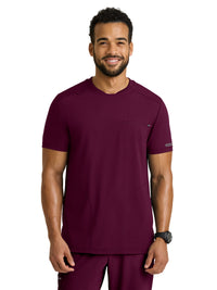 Men's Three-Pocket Rebound Round Neck Top - SKT325 - Wine
