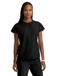 Women's Three-Pocket Fresh Round Neck Top - SKT326 - Black