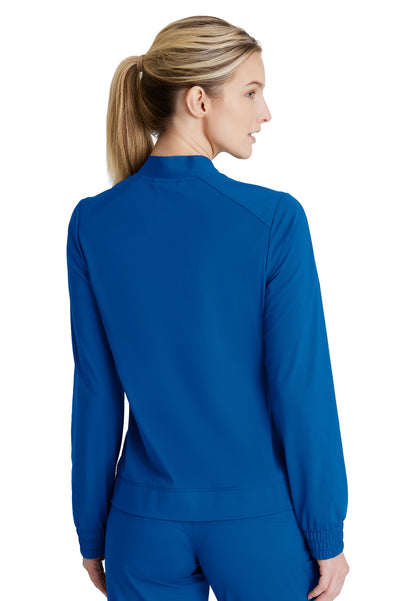 Women's 3 Pocket Front Zipper Warm-up Contour Scrub Jacket - SKW919 - New Royal