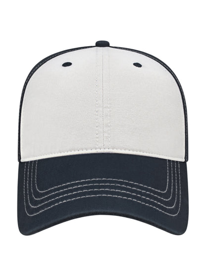 Unisex Relaxed Golf Cap - BG1510C - White/Navy